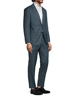 Textured Graph-Print Wool Suit