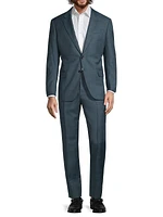 Textured Graph-Print Wool Suit