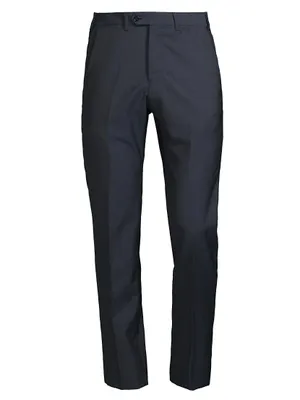 Textured Solid Wool Pants