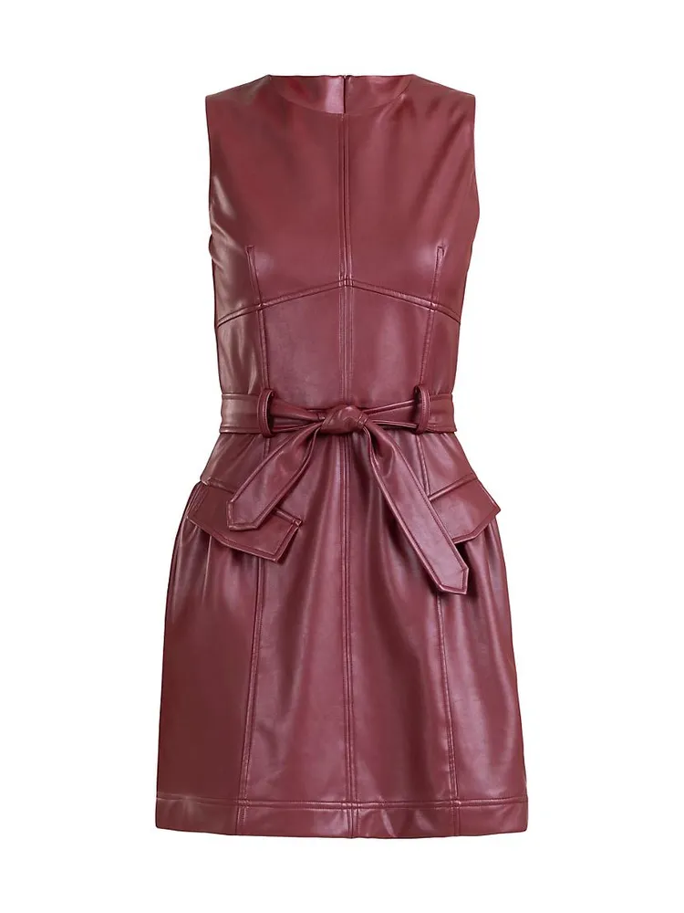 Zoey Belted Faux Leather Minidress