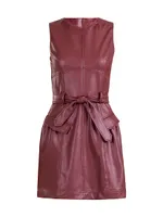 Zoey Belted Faux Leather Minidress