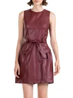 Zoey Belted Faux Leather Minidress