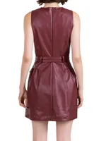 Zoey Belted Faux Leather Minidress