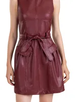 Zoey Belted Faux Leather Minidress