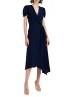 Fontana Stretch Crepe Wrap-Effect Midi-Dress