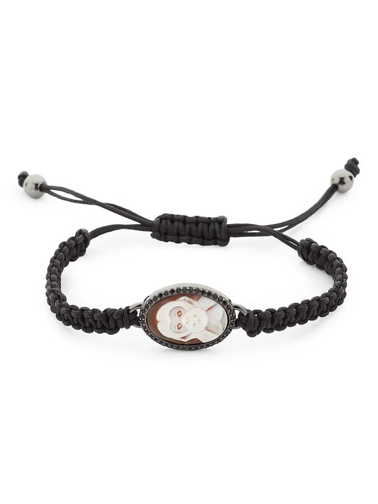 Hear No Evil Cameo Sardonyx & Cotton Braided Bracelet