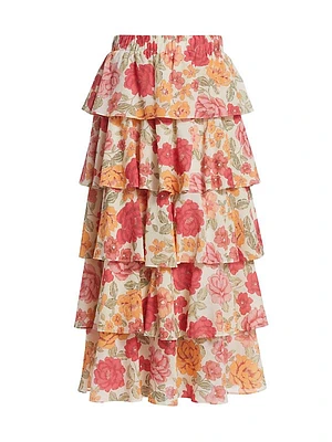 Camela Tiered Floral Midi-Skirt