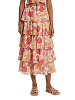 Camela Tiered Floral Midi-Skirt