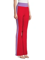 Flared Colorblocked Wool Pants