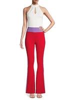 Flared Colorblocked Wool Pants