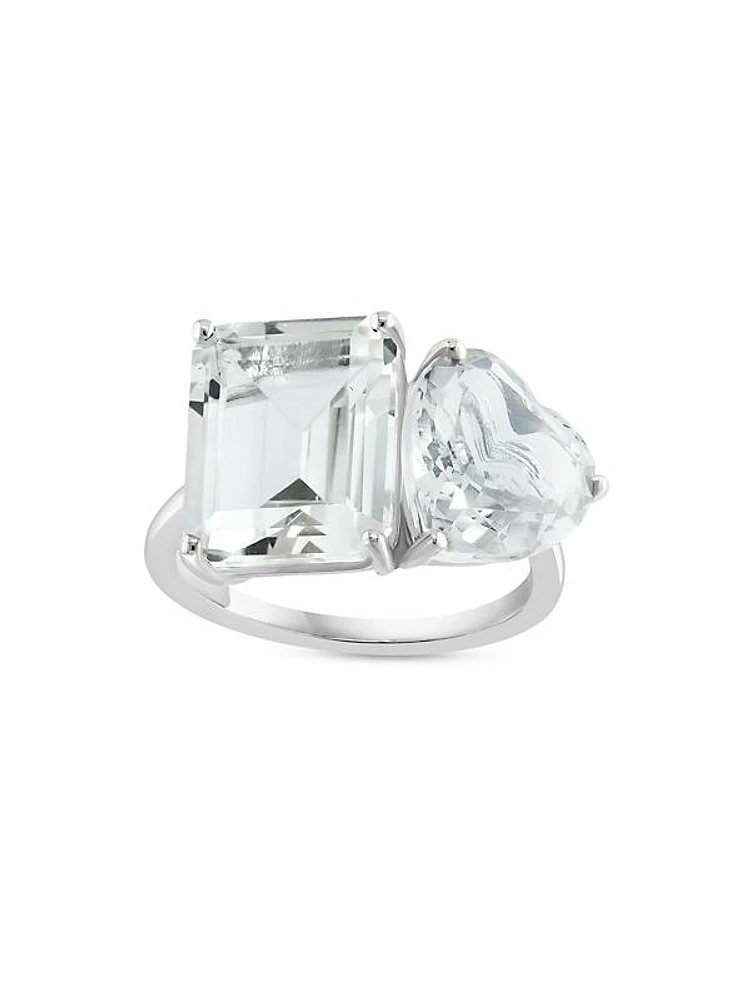 14K White Gold & White Topaz Ring