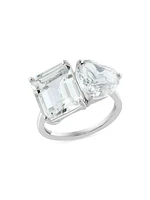 14K White Gold & White Topaz Ring