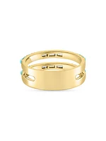 14K Yellow Gold, Turquoise, & 0.26 TCW Diamond Double-Band Ring