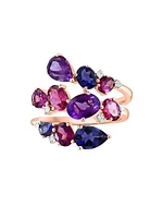 14K Rose Gold & Multi-Gemstone Wrap Ring