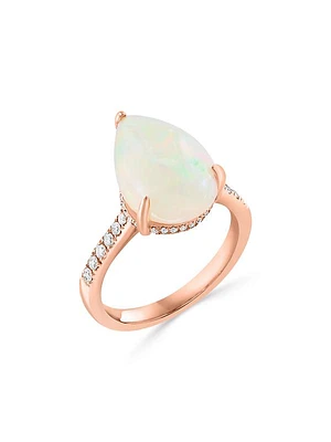 14K Rose Gold, Ethiopian Opal, & 0.23 TCW Diamond Ring