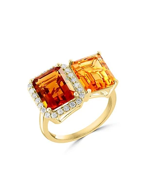 14K Yellow Gold, Citrine, & 0.29 TCW Diamond Ring