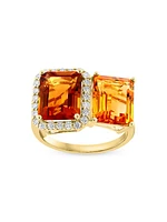 14K Yellow Gold, Citrine, & 0.29 TCW Diamond Ring