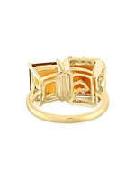 14K Yellow Gold, Citrine, & 0.29 TCW Diamond Ring