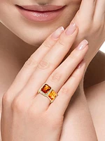 14K Yellow Gold, Citrine, & 0.29 TCW Diamond Ring