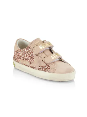 Baby Girl's, Little Girl's & Old School Glitter-Embellished Suede Sneakers