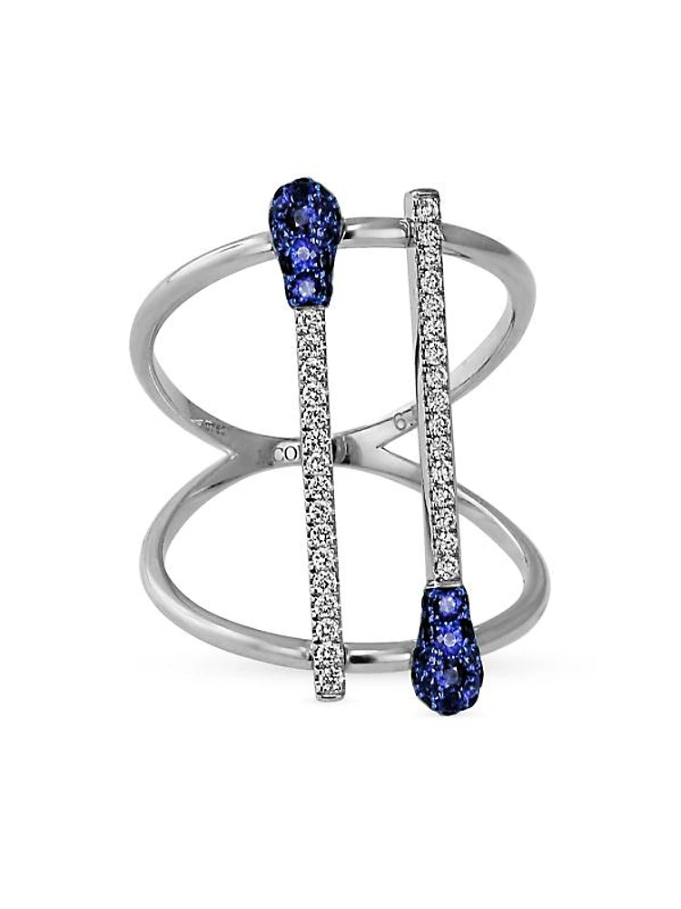 Match 18K White Gold, Diamond & Sapphire Ring