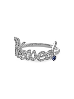 Sentiments 18K White Gold, 0.33 TCW Diamond & Sapphire Blessed Ring