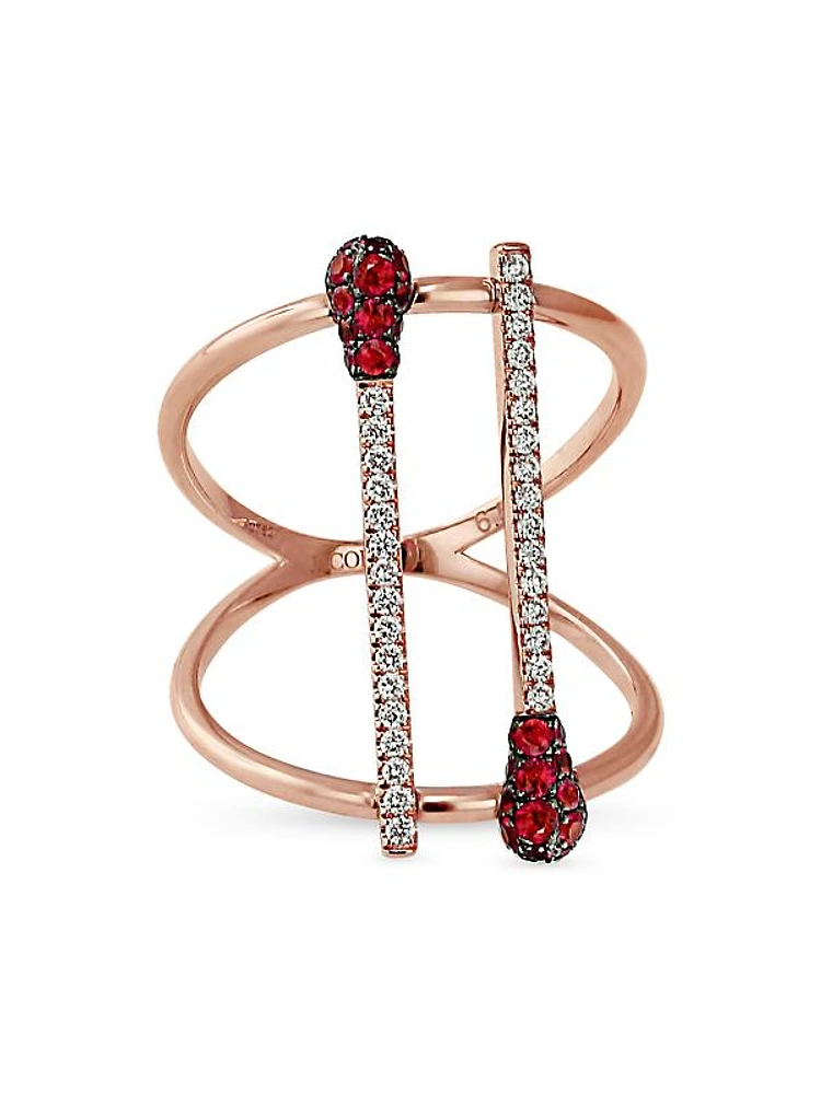 Match 18K Rose Gold, 0.20 TCW Diamond & Ruby Ring