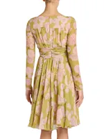 Floral Silk Twist-Front Dress