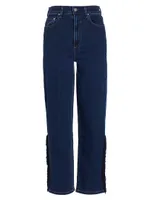 Sabine Fringe High-Rise Cropped Straight-Leg Jeans