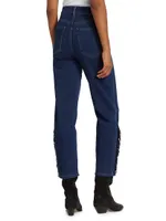 Sabine Fringe High-Rise Cropped Straight-Leg Jeans