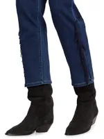 Sabine Fringe High-Rise Cropped Straight-Leg Jeans