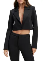 Cropped Shiny Scuba Blazer