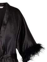 Mulberry Feather-Trim Silk Robe