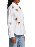 Finley Crystal-Embellished Heart Cut Out Shirt