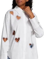 Finley Crystal-Embellished Heart Cut Out Shirt