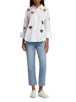 Finley Crystal-Embellished Heart Cut Out Shirt