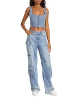 Cay Baggy Denim Cargo Pants