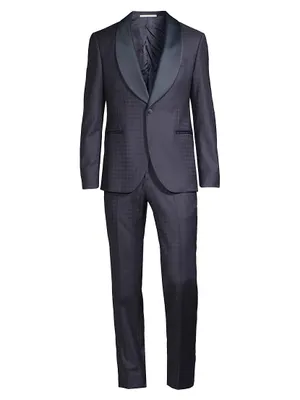 Shawl Collar Houndstooth Evening Suit