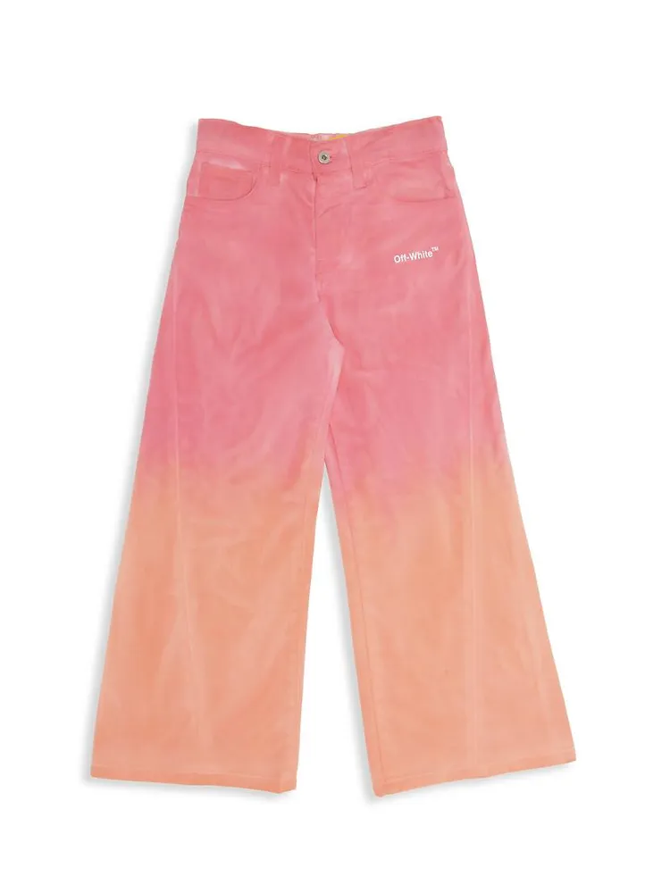 Little Girl's & Helvetica Faded Wide-Leg Pants