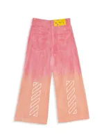 Little Girl's & Helvetica Faded Wide-Leg Pants