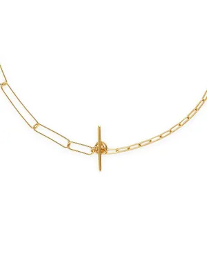 14K-Yellow-Gold Vermeil Mixed-Link Paper-Clip-Chain Necklace