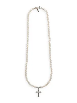 Fleury Cross Pendant Pearl Necklace