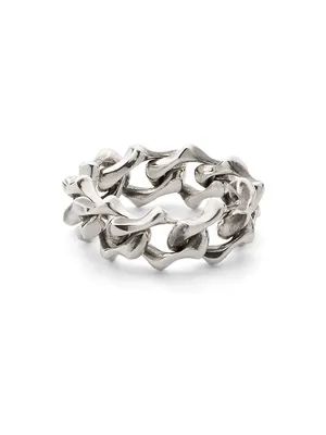 Unisex Sterling Silver Soft Sharp Chain Ring