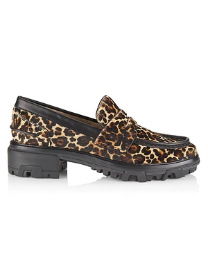 Shiloh Leopard-Print Calf Hair Slip-On Loafers