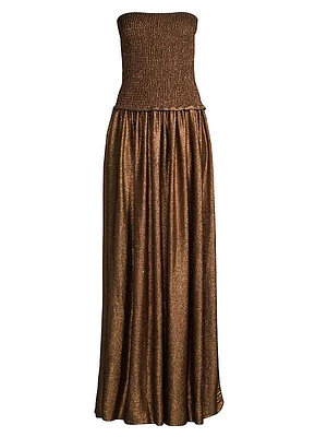 Calista Metallic Smocked Maxi Dress