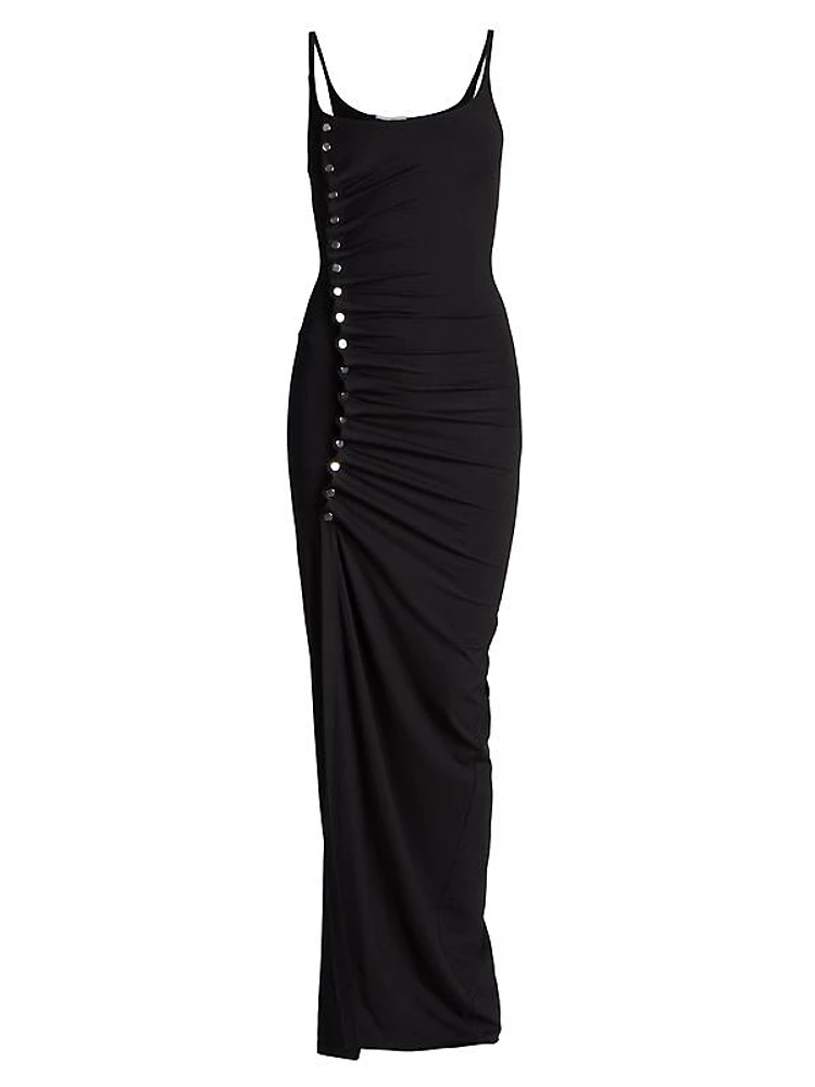 Draped Button Maxi Dress