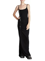 Draped Button Maxi Dress