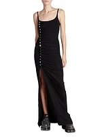 Draped Button Maxi Dress