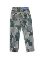 Little Boy's & Allover Patchwork Cross Denim Pants