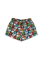 Little Boy's & Logo Print Swim Shorts